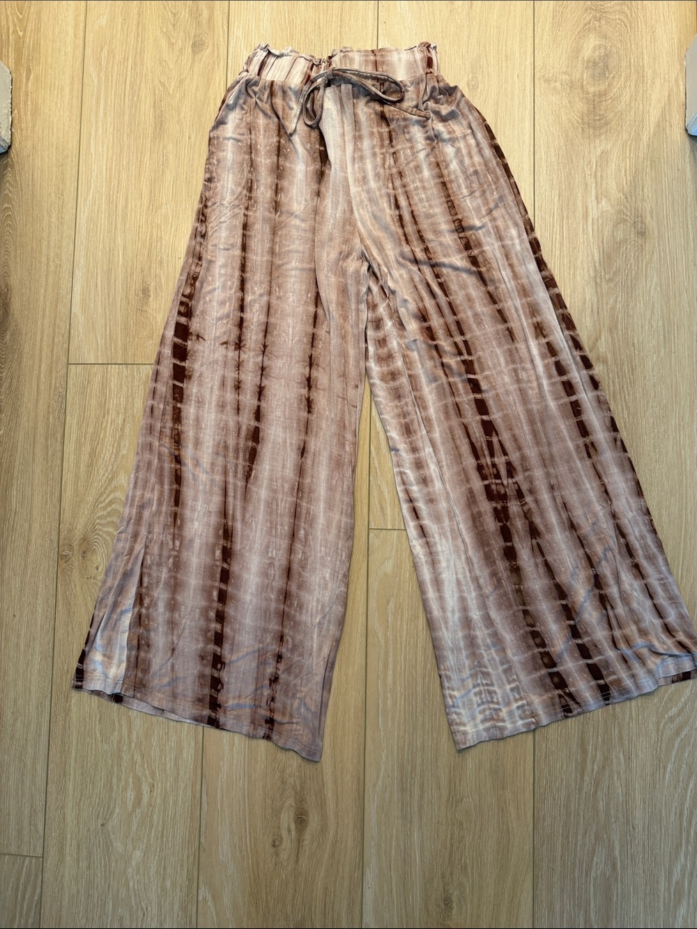 SHEIN Brown Tie-Dye Wide Leg Pants
